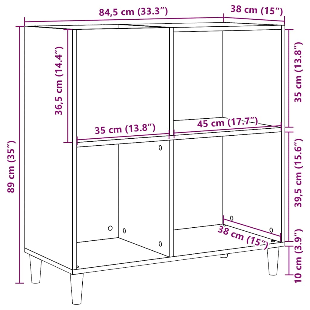 Schallplattenschrank Altholz 84,5x38x89 cm Holzwerkstoff