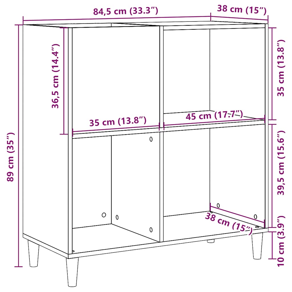 Armoire à disques chêne artisanal 84,5x38x89 cm bois ingénierie