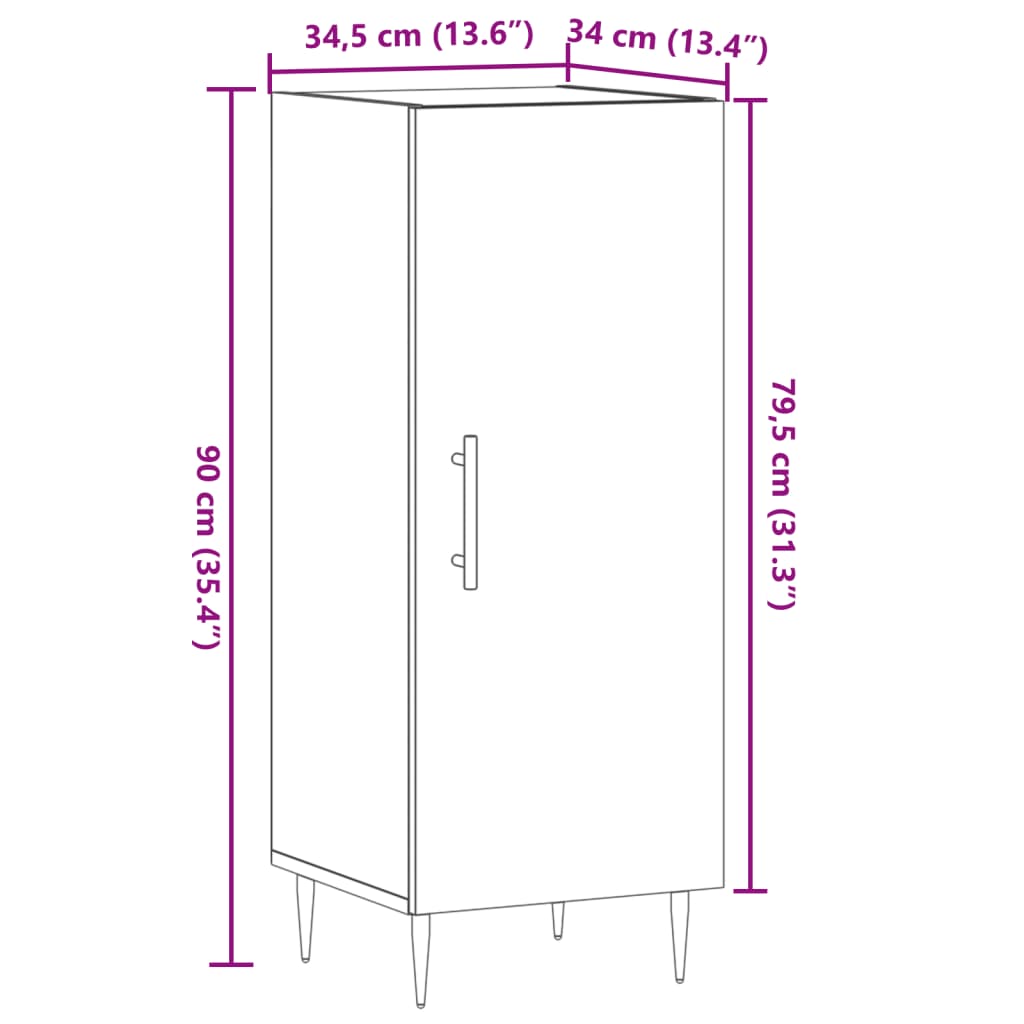 Buffet vieux bois 34,5x34x90 cm bois d'ingénierie