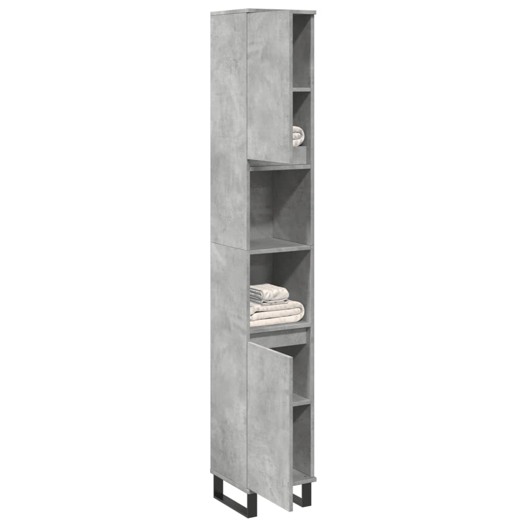 Armoire de salle de bain gris béton 30x30x190 cm