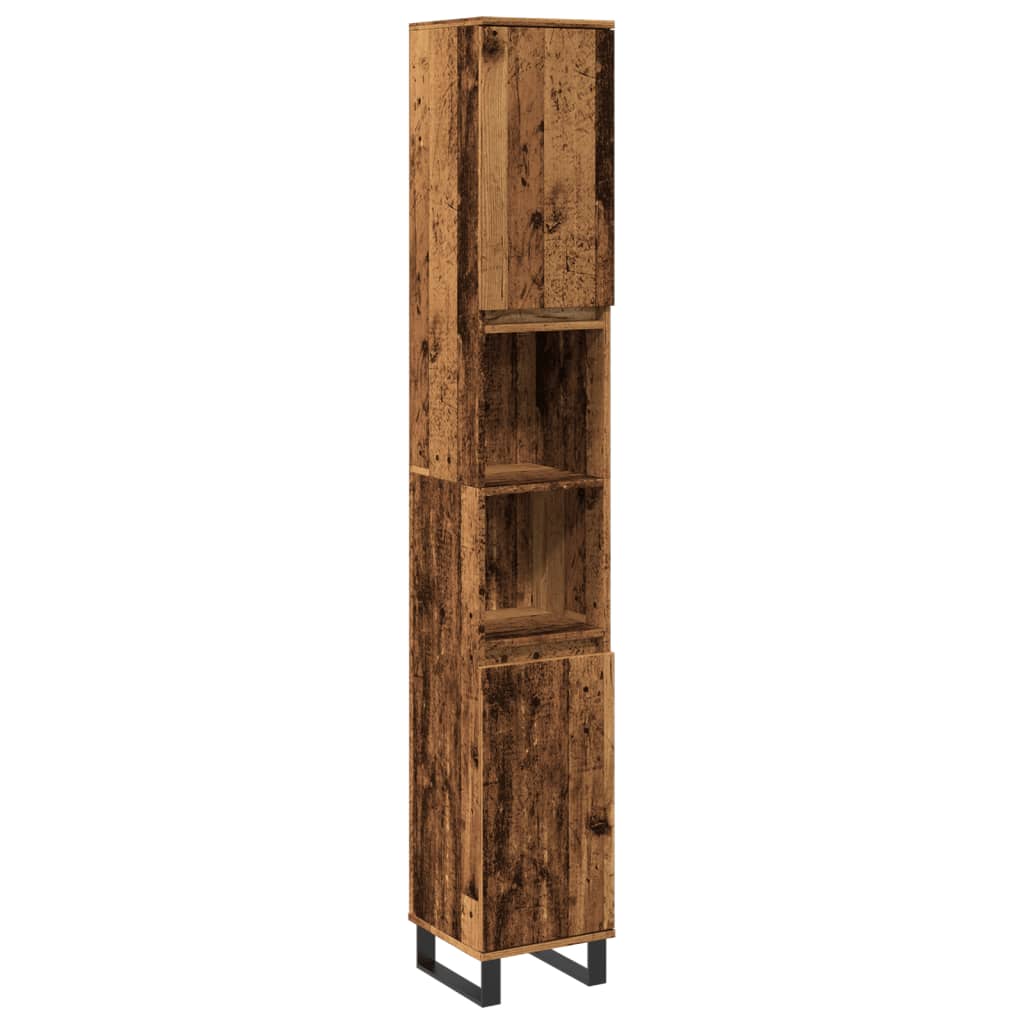 Armoire de salle de bain vieux bois 30x30x190cm bois ingénierie