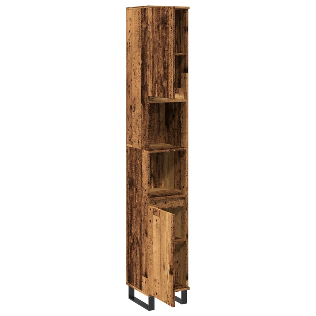 Armoire de salle de bain vieux bois 30x30x190cm bois ingénierie