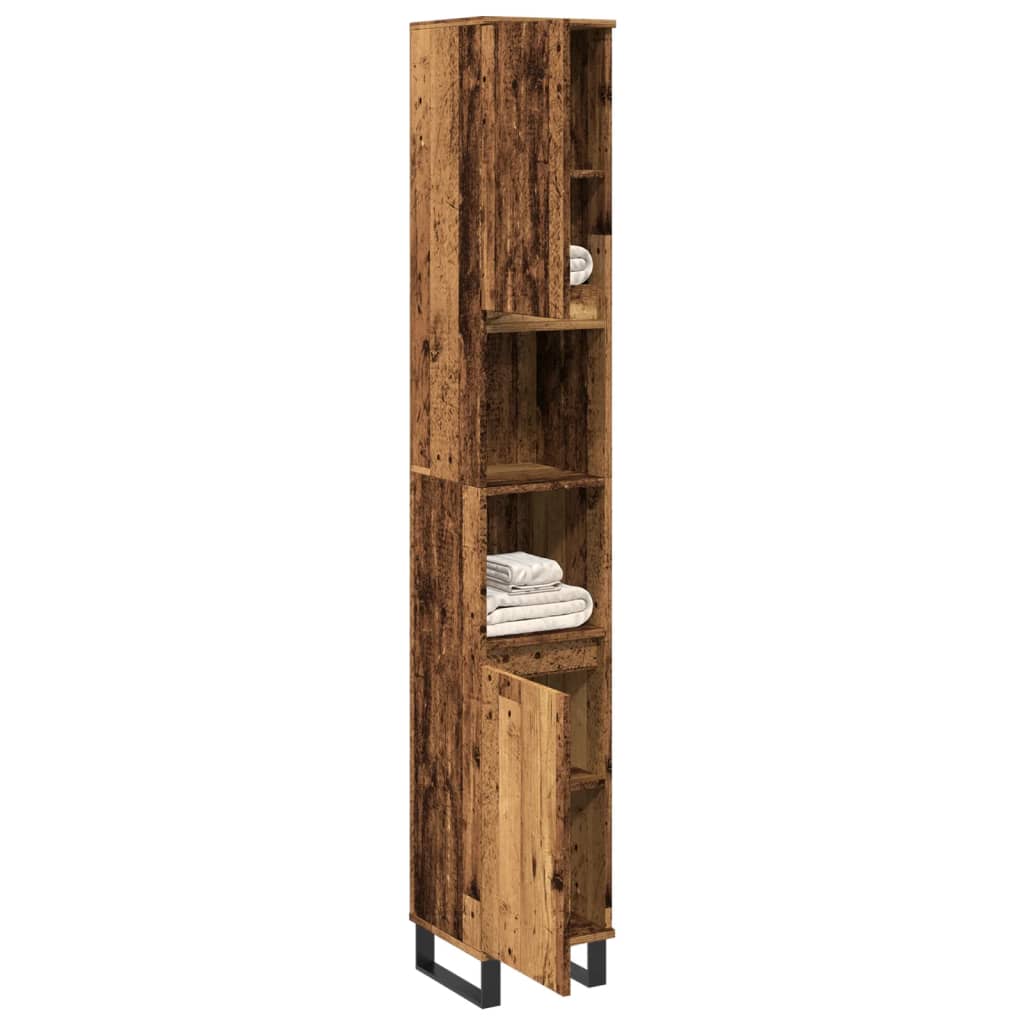 Bathroom cabinet old wood 30x30x190cm engineered wood