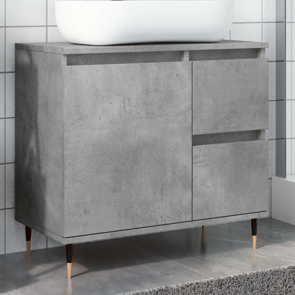 Armoire de salle de bain gris béton 65x33x60 cm