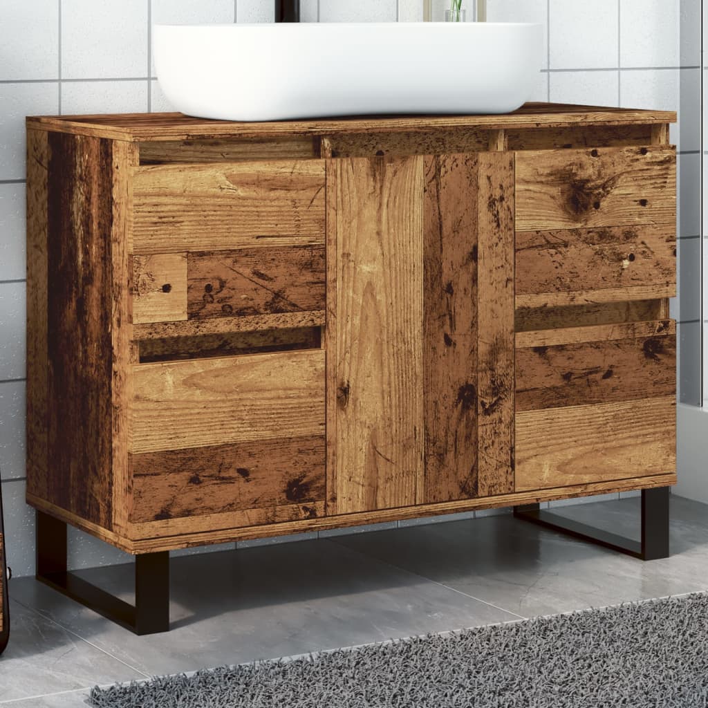 Armoire de salle de bain vieux bois 80x33x60 cm bois ingénierie