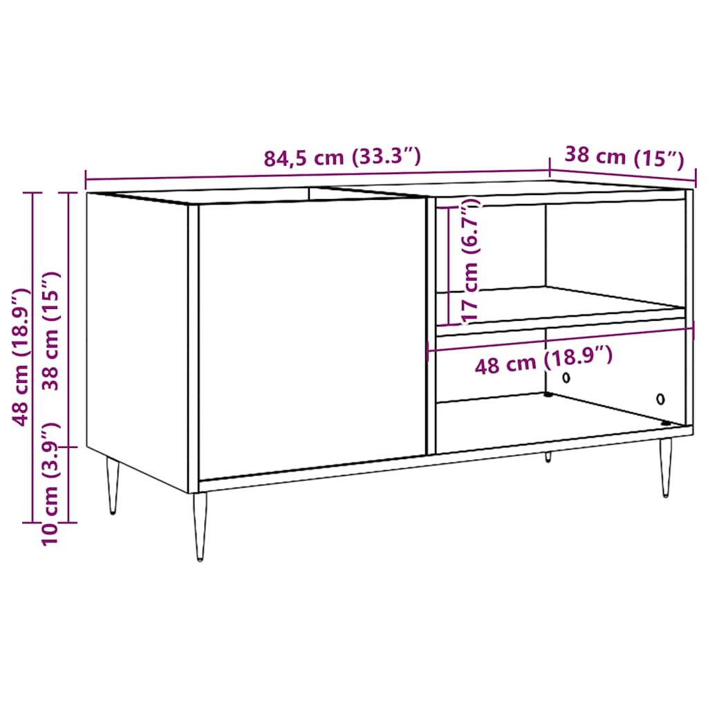 Armoire à disques vieux bois 84,5x38x48 cm bois d'ingénierie