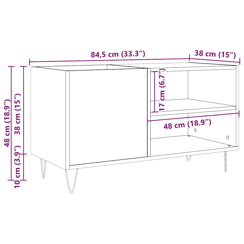 Armoire à disques chêne artisanal 84,5x38x48 cm bois ingénierie