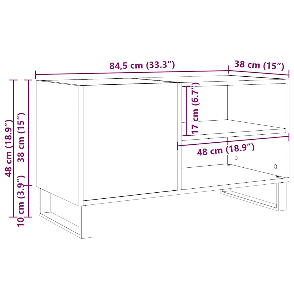 Armoire à disques vieux bois 84,5x38x48 cm bois d'ingénierie