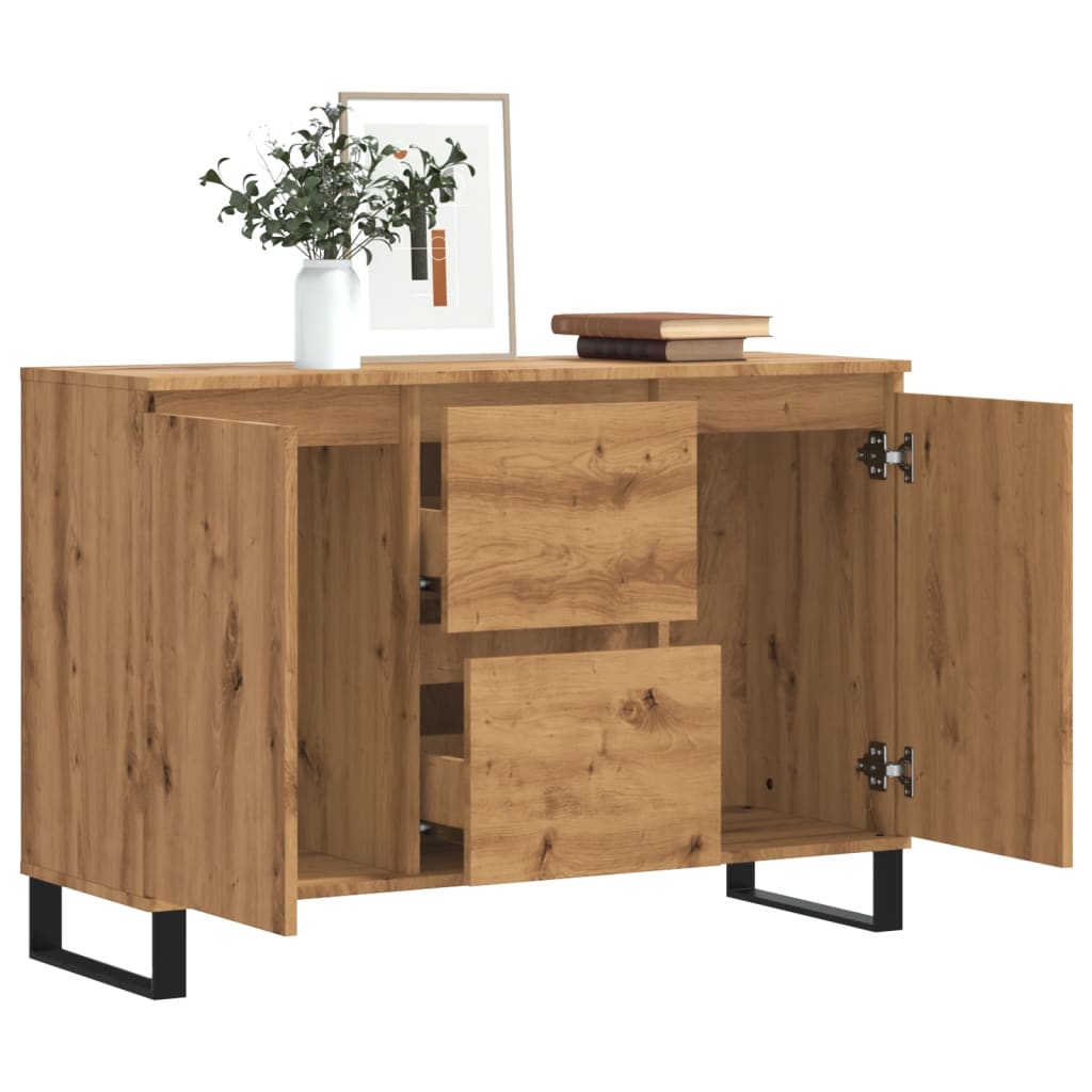 Buffet chêne artisanal 104x35x70 cm bois d'ingénierie