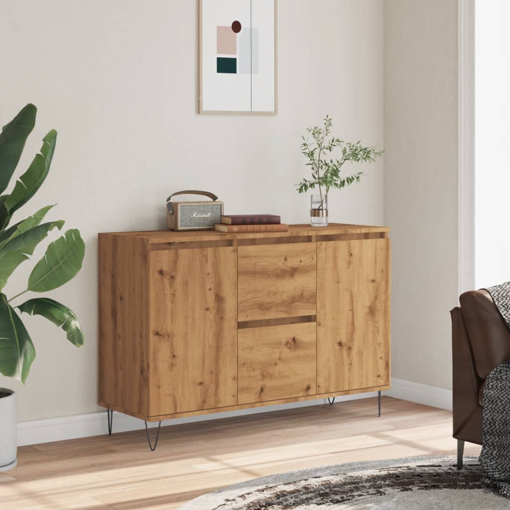 Handgefertigtes Sideboard aus Eichenholz, 104 x 35 x 70 cm, Holzwerkstoff