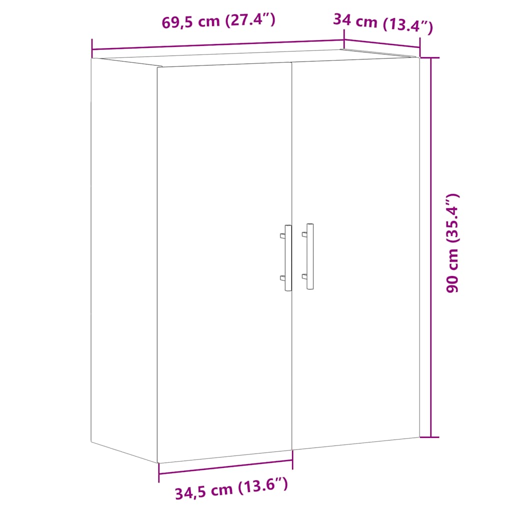 Armoire murale vieux bois 69,5x34x90 cm