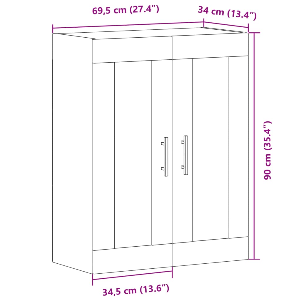 Armoire murale vieux bois 69,5x34x90 cm bois d'ingénierie