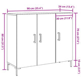 Buffet chêne artisanal 90x34x80 cm bois d'ingénierie