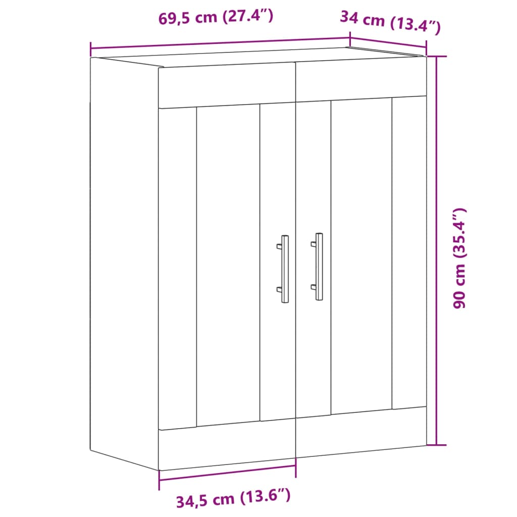 Buffet vieux bois 69,5x34x90 cm bois d'ingénierie