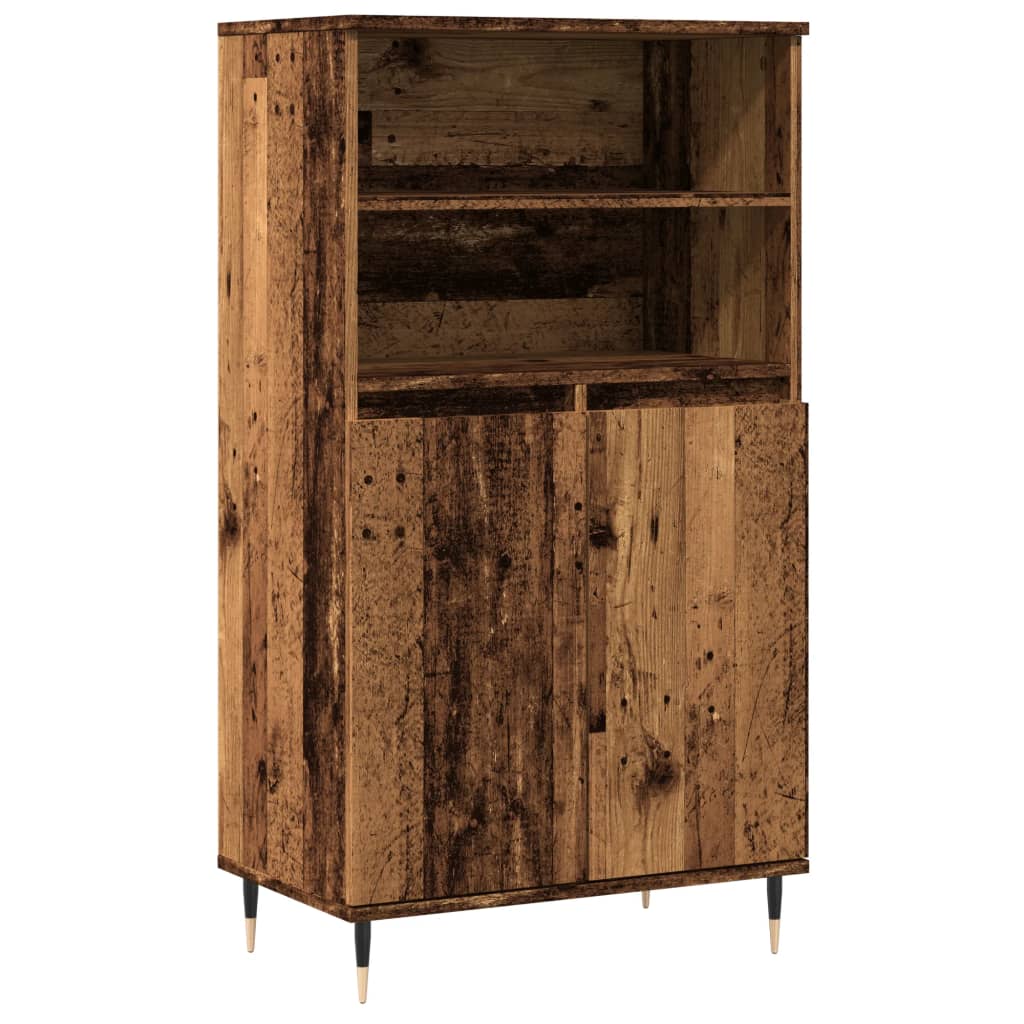 Buffet haut vieux bois 60x36x110 cm bois d'ingénierie