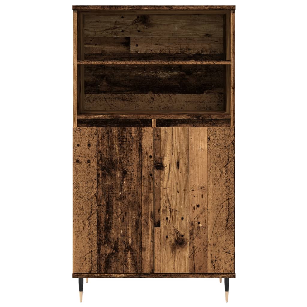 Buffet haut vieux bois 60x36x110 cm bois d'ingénierie