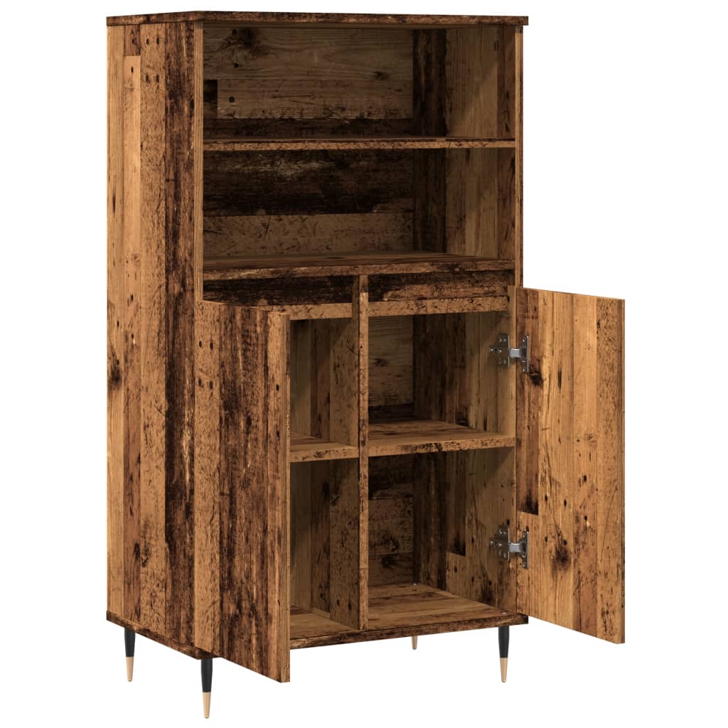 Buffet haut vieux bois 60x36x110 cm bois d'ingénierie