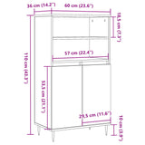 Buffet haut vieux bois 60x36x110 cm bois d'ingénierie