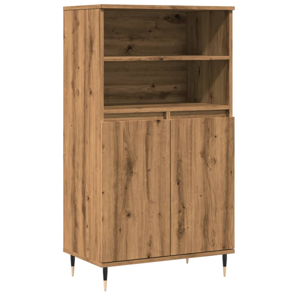 Buffet haut chêne artisanal 60x36x110 cm bois d'ingénierie