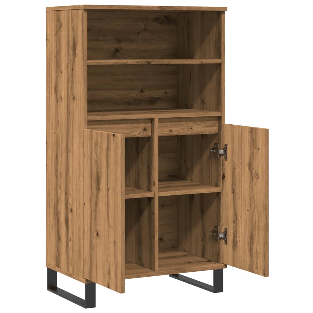 Buffet haut chêne artisanal 60x36x110 cm bois d'ingénierie