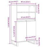 Buffet haut chêne artisanal 60x36x110 cm bois d'ingénierie