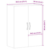 Handgefertigter Wandschrank aus Eichenholz, 69,5 x 34 x 90 cm, Holzwerkstoff