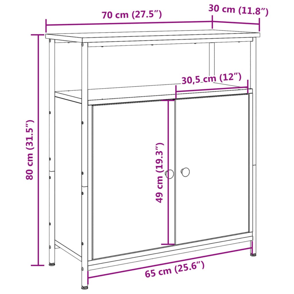 Buffet vieux bois 70x30x80 cm bois d'ingénierie