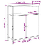 Buffet chêne artisanal 70x30x80 cm bois d'ingénierie