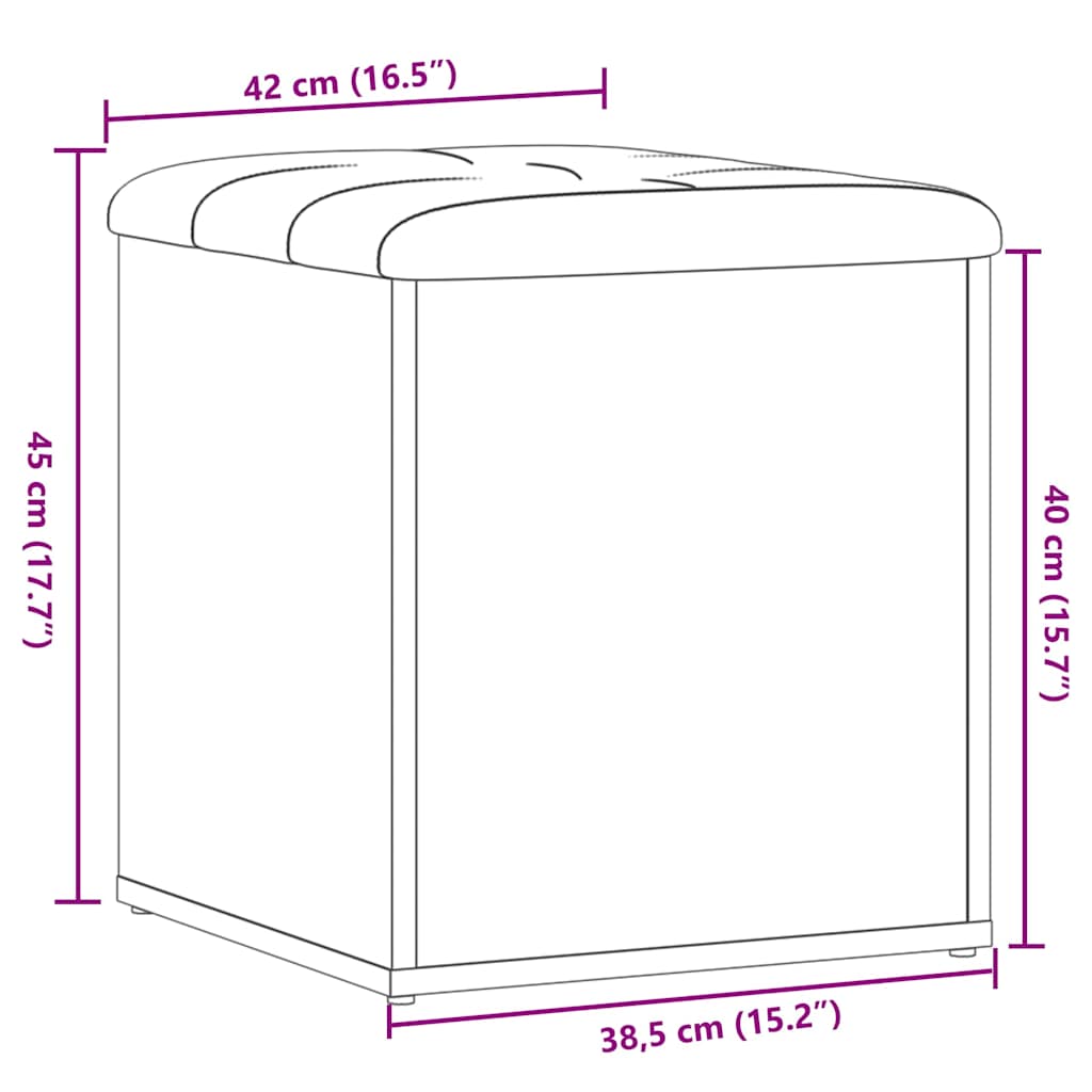 Banc de rangement vieux bois 42x42x45 cm bois d'ingénierie