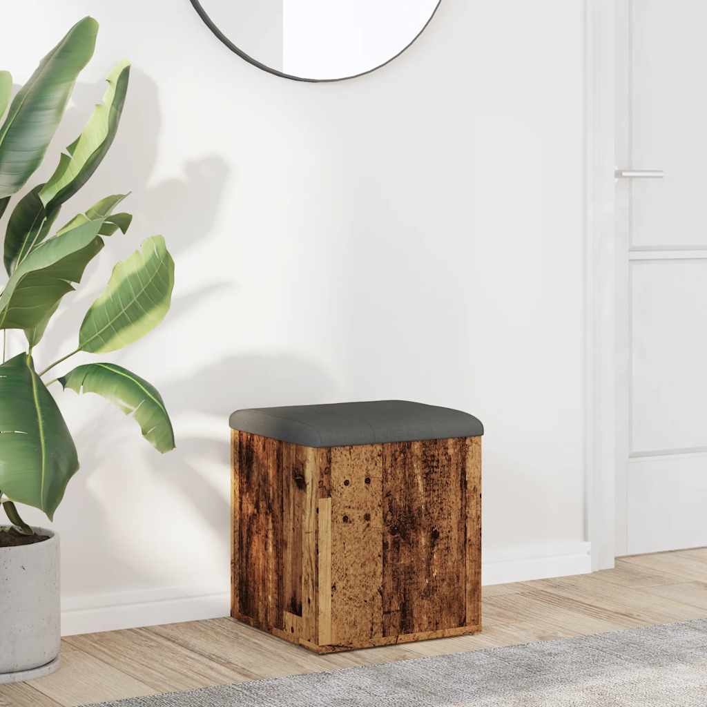 Banc de rangement vieux bois 42x42x45 cm bois d'ingénierie