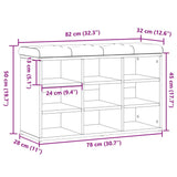 Banc à chaussures chêne artisanal 82x32x50 cm bois d'ingénierie
