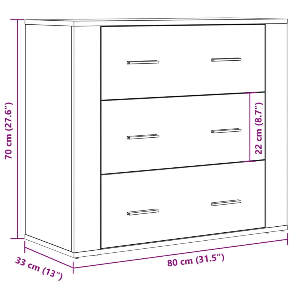 Buffet vieux bois 80x33x70 cm bois d'ingénierie