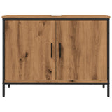 Handgefertigter Waschbeckenschrank aus Eichenholz, 80 x 30 x 60 cm, Holzwerkstoff