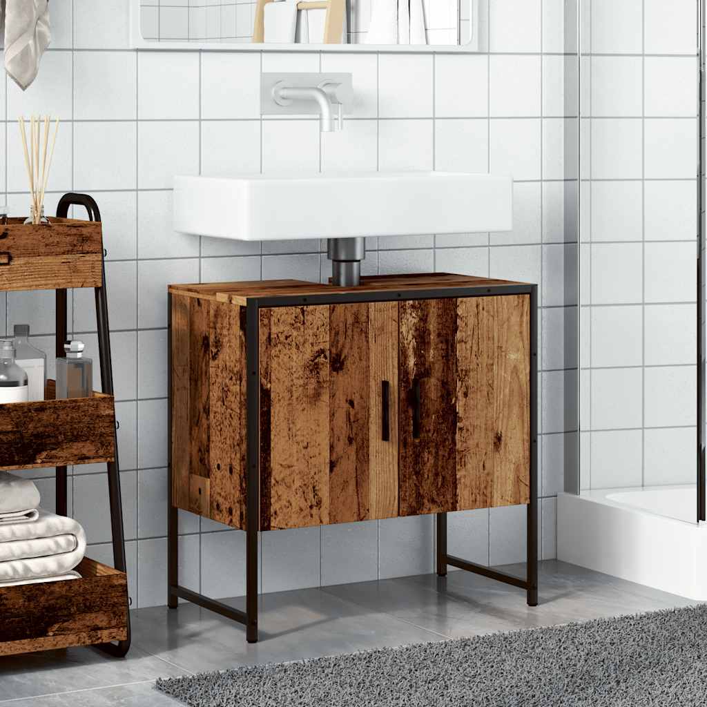 Armoire lavabo de salle de bain vieux bois 60x33x60 cm