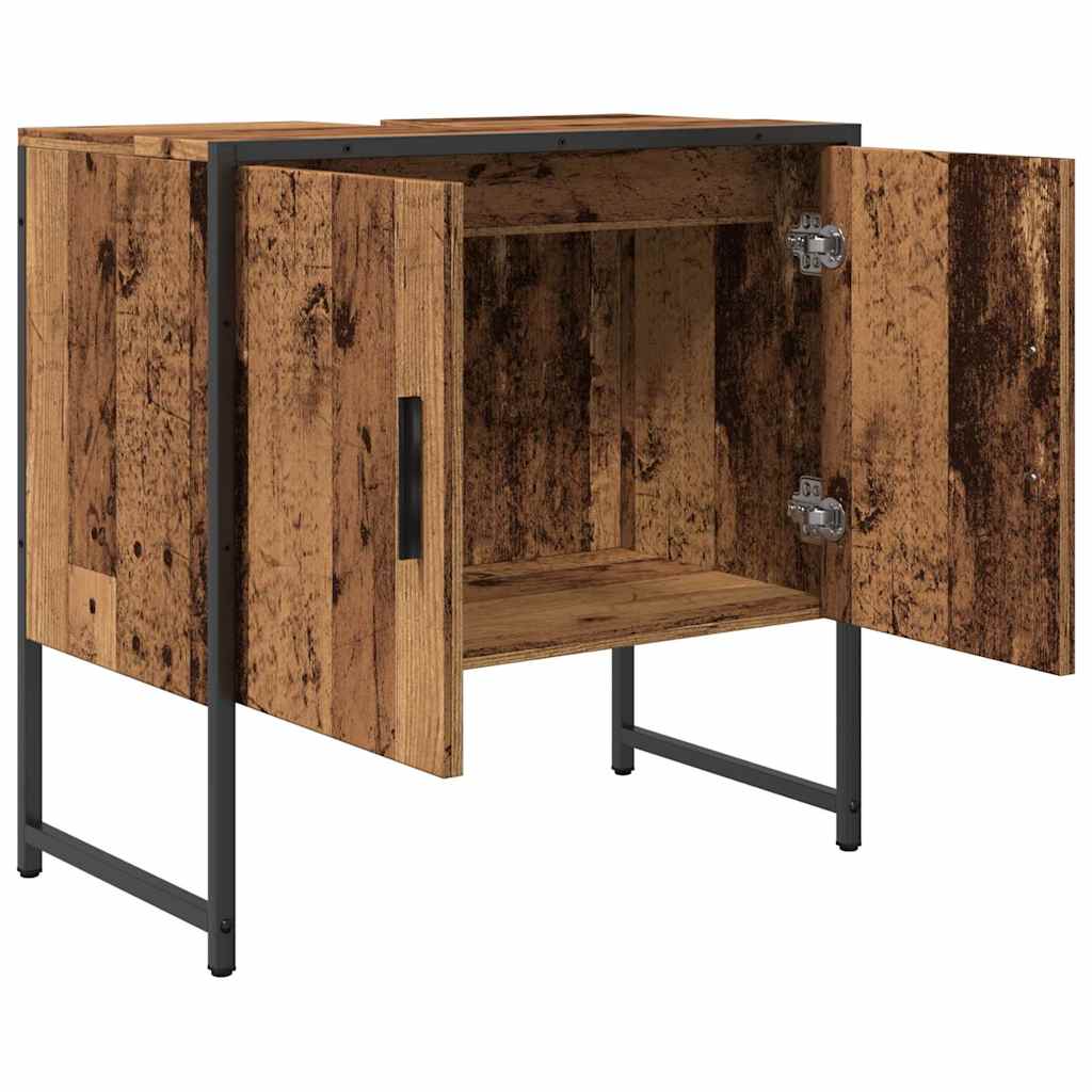 Armoire lavabo de salle de bain vieux bois 60x33x60 cm