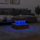 Table basse avec lumières LED chêne artisanal 50x50x40 cm