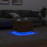 Table basse avec lumières LED chêne artisanal 50x50x40 cm