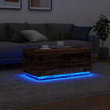 Table basse avec lumières LED vieux bois 90x50x40 cm