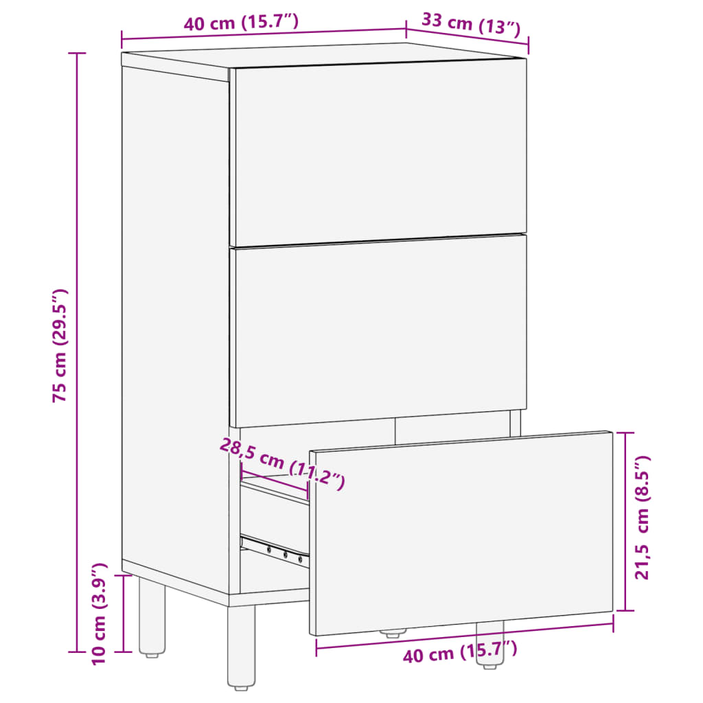 Black sideboard 40x33x75 cm engineered wood