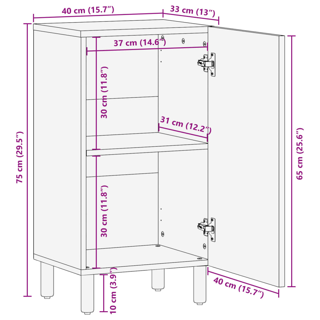 Schwarzes Sideboard 40x33x75 cm aus Holzwerkstoff