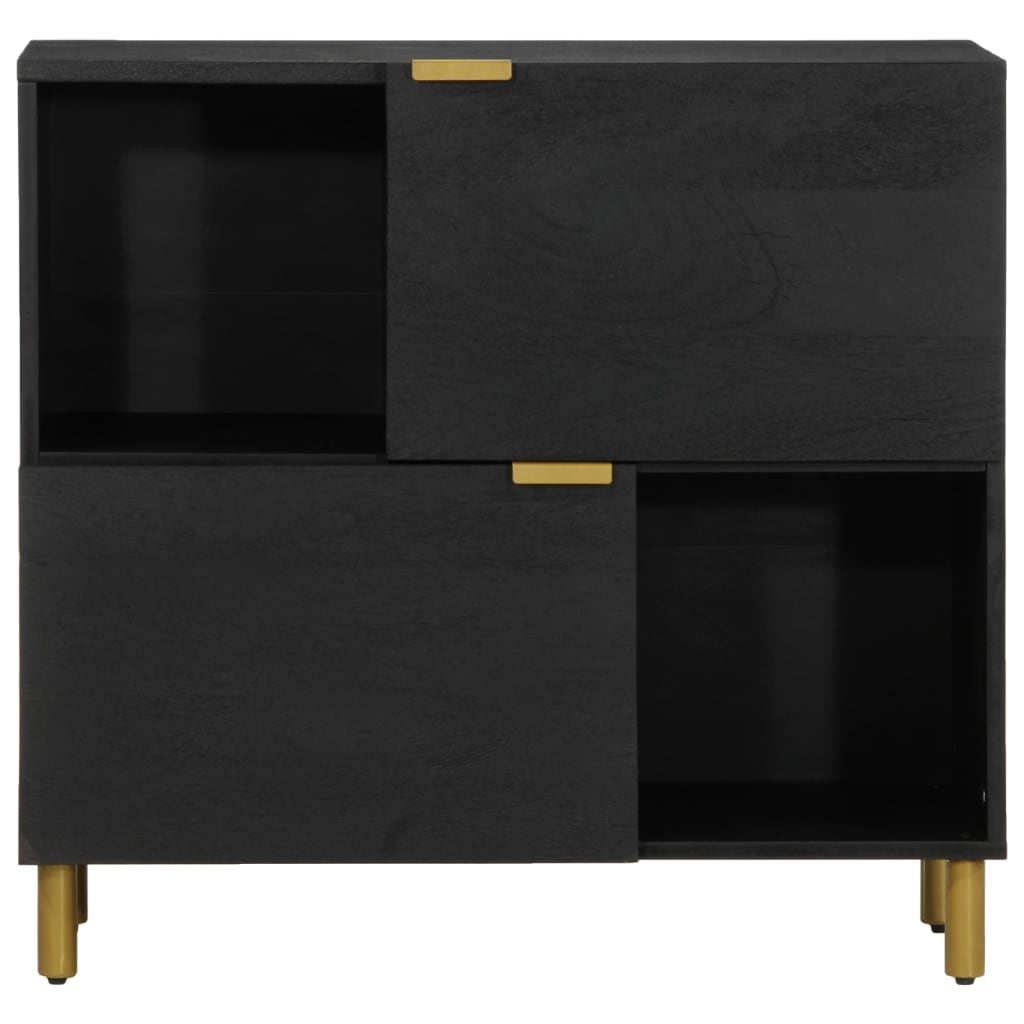 Buffet noir 80x33x75 cm bois d'ingénierie