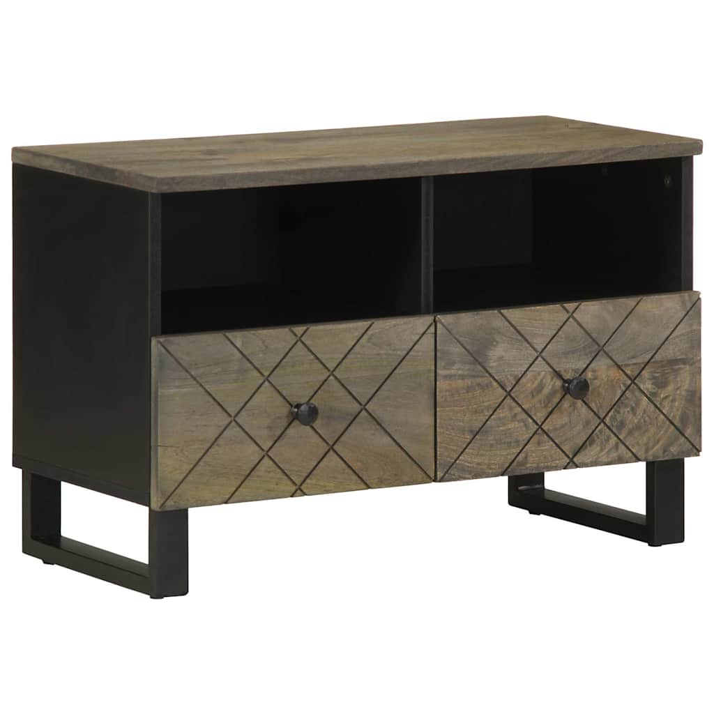 Black TV cabinet 70x33x46 cm solid mango wood