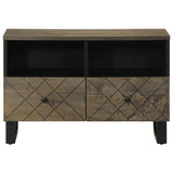 Meuble TV noir 70x33x46 cm bois massif de manguier