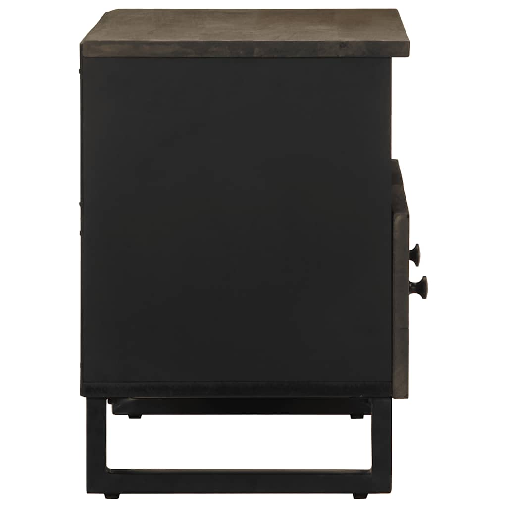 Meuble TV noir 70x33x46 cm bois massif de manguier