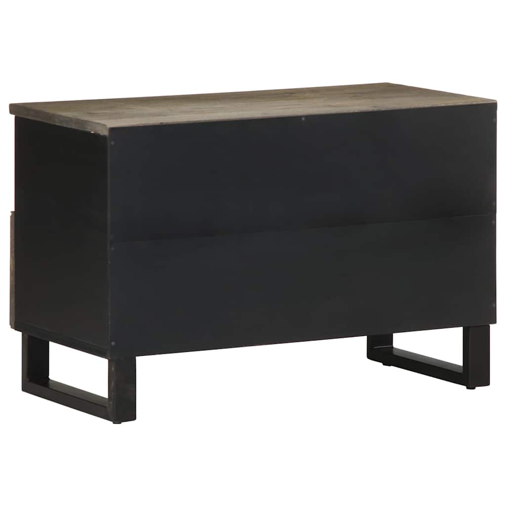 Meuble TV noir 70x33x46 cm bois massif de manguier