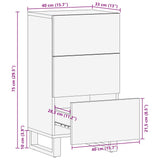 Schwarzes Sideboard 40x33x75 cm aus massivem Mangoholz