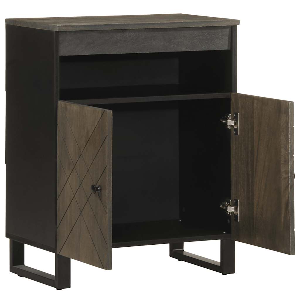 Schwarzes Sideboard 60x33x75 cm aus massivem Mangoholz