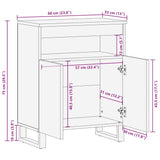 Buffet noir 60x33x75 cm bois massif de manguier