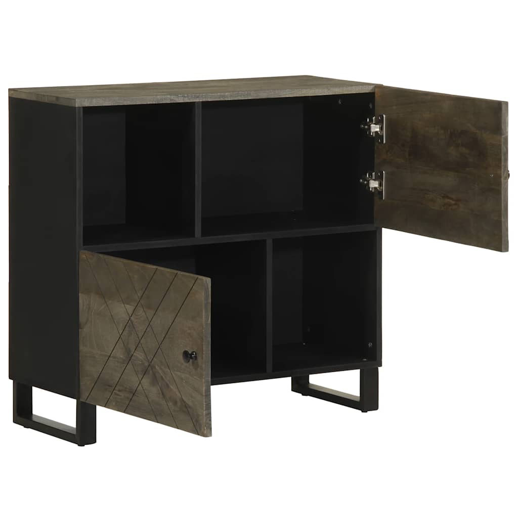 Buffet noir 80x33x75 cm bois massif de manguier