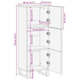 Schwarzes Sideboard 40x33x110 cm aus massivem Mangoholz